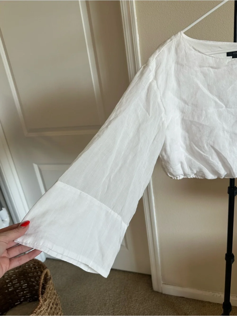 J. Crew White 100% Ramie Cropped Top